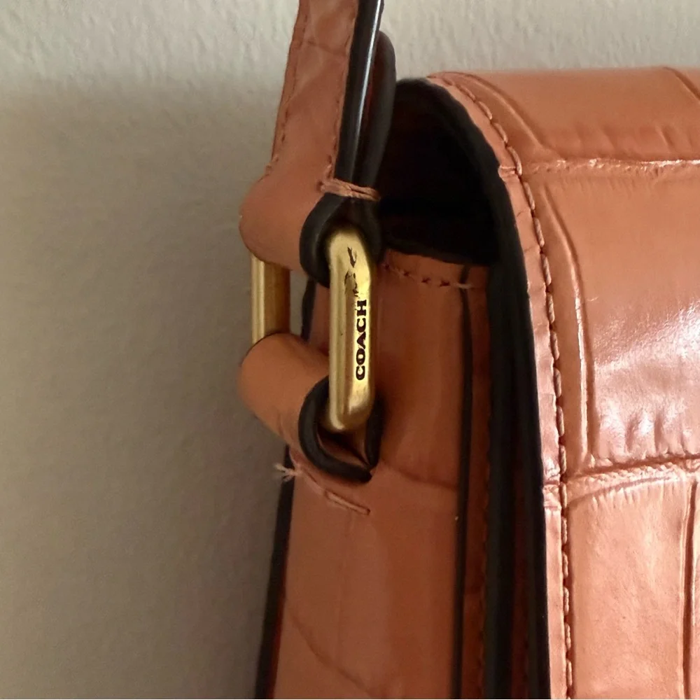 Coach Studio Shoulder Bag in Coral with Brass Hardware